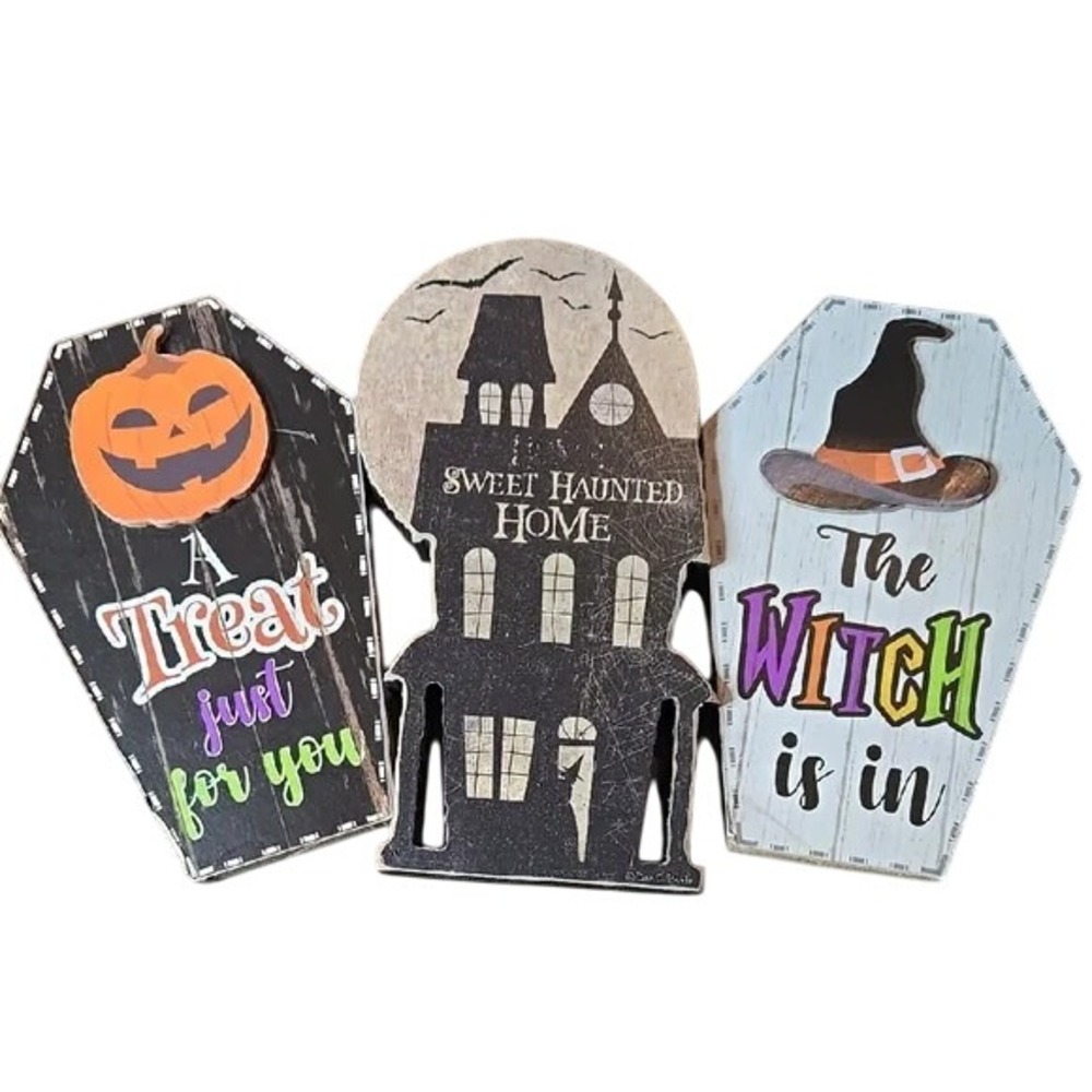 Halloween Wooden Decor Set, Table Decorations, 3 pieces‎